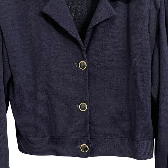 Vintage St. John Wool Navy Blue Cardigan Sweater Jacket - Picture 3 of 9